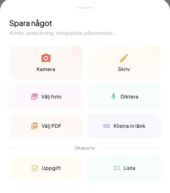 Popit capture sheet showing all input methods